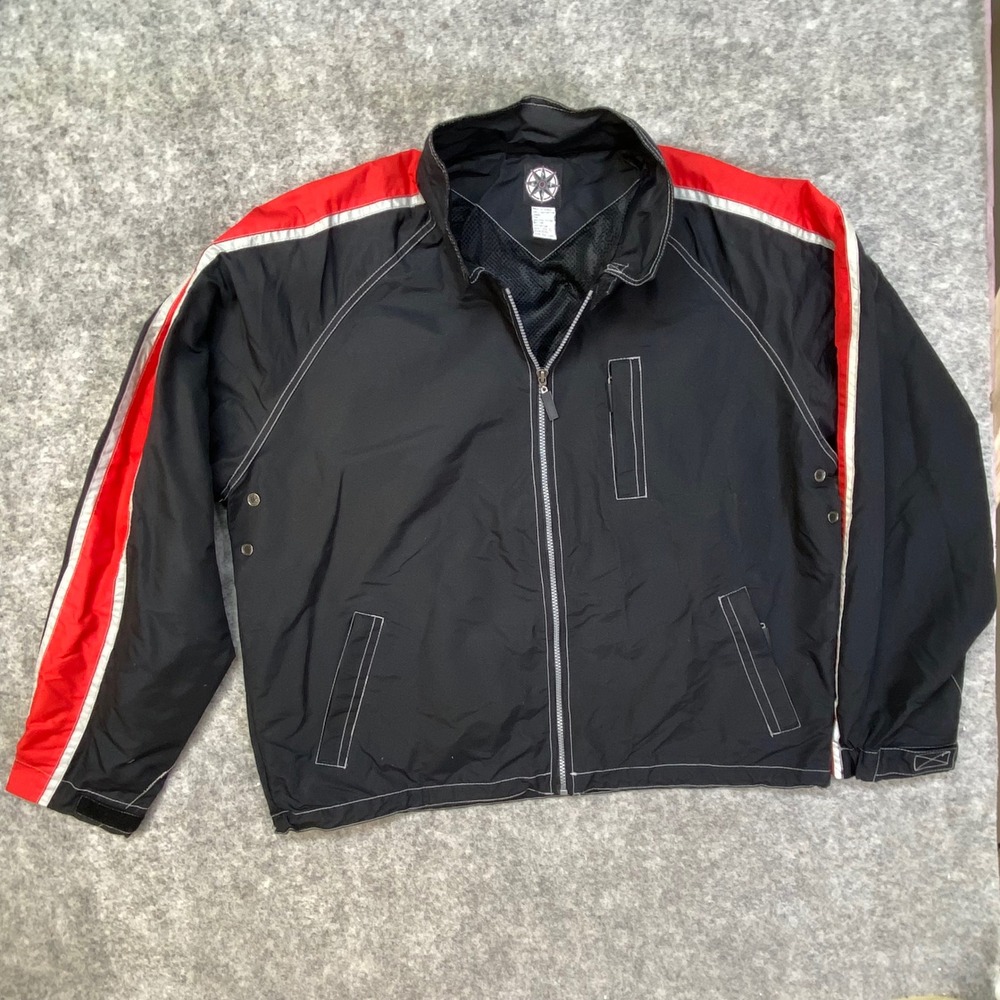 Red Star Black Red White Stripe Zip‎ Up Jacket Athletic Racing Mens XL